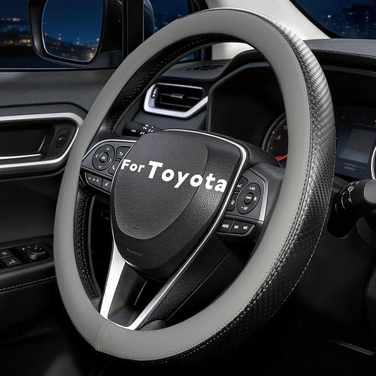 Steering Wheel Cover for Toyota RAV4, Camry, Corolla, Tacoma, Highlander, Sienna, Fit 14.5-15" Wheels, Standard Size (Gray)