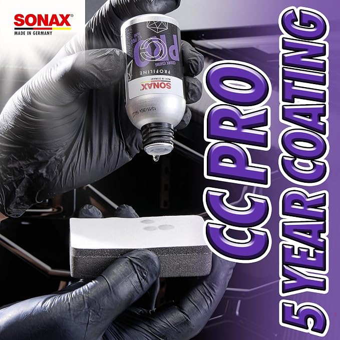 SONAX CC Pro Ceramic Coating Kit – 5 Year Professional Car Paint Protection | High Gloss Ceramic Sealant for Cars | Hydrophobic Coating for Long-Lasting Shine 50mL