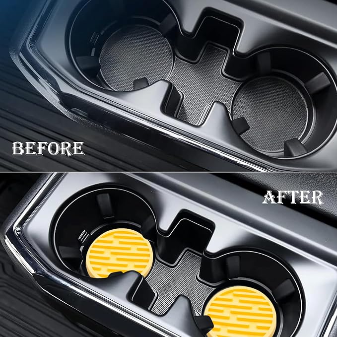 2 Pack Silicone Car Cup Holder Coaster – 2.75 Inch Anti-Slip Drink Coaster, Perfect for Coffee & Beverages – Cute Car Interior Decor for Women & Girls (Yellow)