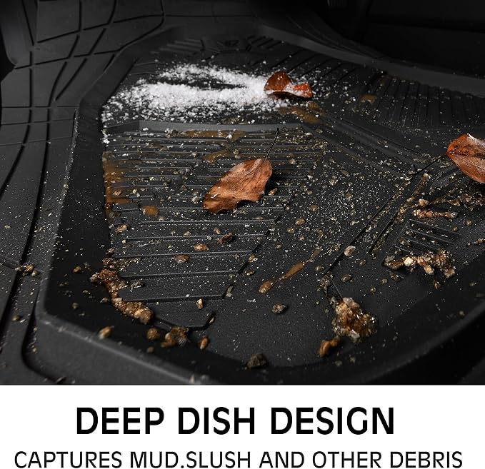 CAR PASS Heavy Duty Rubber Rear Car Mat, Deep-Dish Odorless Car Floor Mats All Weather, Universal Trim-to-Fit for SUVs Trucks Sedans, Waterproof Anti-Slip, Black