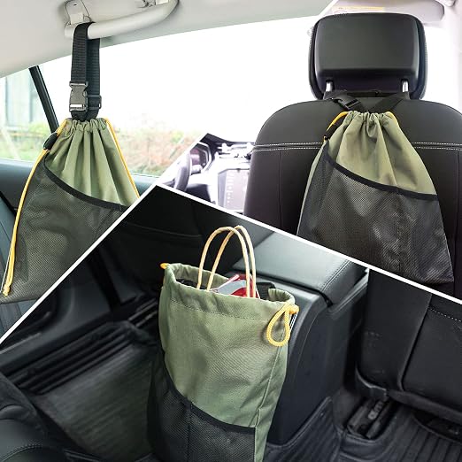 GNEGNI 2PCS Hanging Car Garbage Can - Waterproof Leakproof Trash Bag | Car Trash Can with Durable Leakproof Lining, Keeps Vehicle Clean and Neat