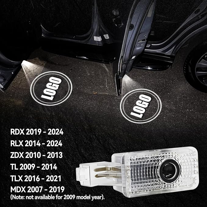 4 Pack Car Led Door Light Logo Projector Compatible with RLX/MDX/ZDX/TLX/TL/RDX Series, HD Welcome Lights Never Fade Door Light LED Puddle Light (White)
