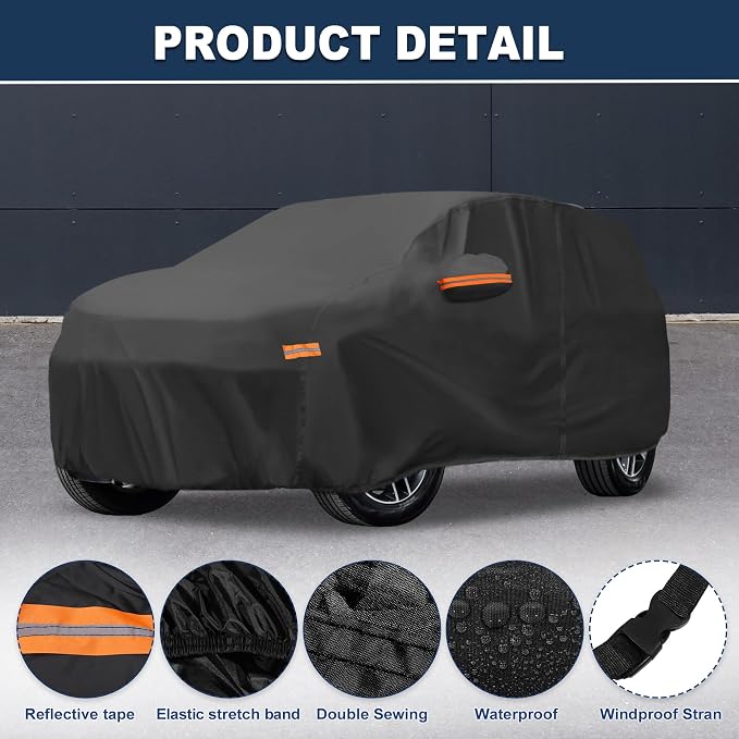 ACROPIX Car Cover Waterproof All Weather Full Exterior Cover Rain Hail Sun Protector Car Cover Black Fit for Jeep Grand Cherokee 2011-2024 with Door Zipper - Pack of 1