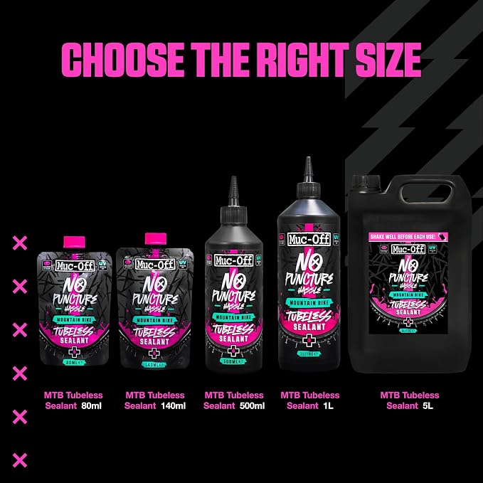 Muc-Off No Puncture Hassle Tubeless Sealant - Advanced Bicycle Tyre Sealant with UV Tracer Dye That Seals Tears and Holes Up to 6mm