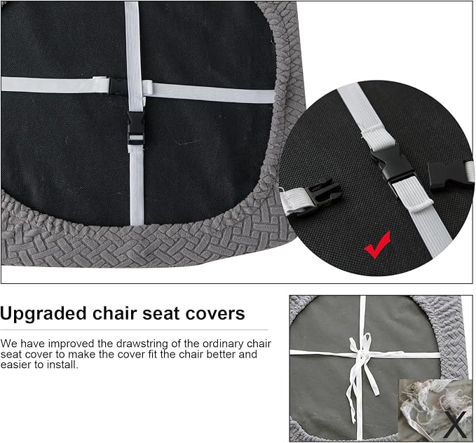Genina Seat Covers for Dining Room Chair Seat Slipcovers Kitchen Chair Covers (Dark Gray, 4 Pcs)