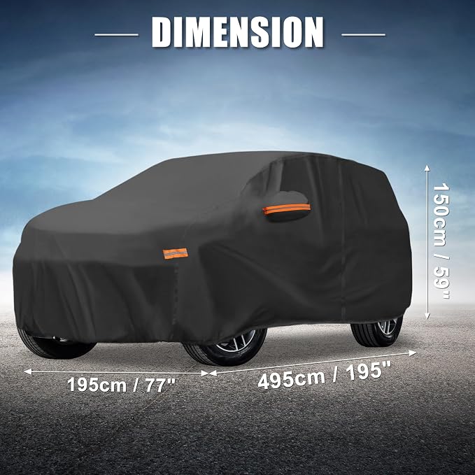 X AUTOHAUX Car Cover for Jeep Grand Cherokee 210D-PU Outdoor Full Car Cover All Weather with Door Zipper for Waterproof Windproof Sun Rain Snow Protection