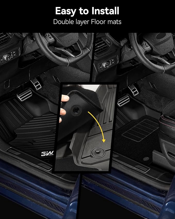 3W Floor Mats & Carpet Fit Toyota Tundra 2014-2021 (Only for CrewMax Cab) TPE All Weather Custom Fit Floor Liner for Toyota Tundra 1st and 2nd Row Full Set Car Mats, Black