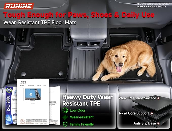 Floor Mats & Cargo Liner Set for Toyota RAV4 2019-2025, Full Coverage Interior Protection with Trunk Mat, Backrest Protector & Door Sill Guards, All Weather TPE Waterproof Anti-Slip Custom Fit