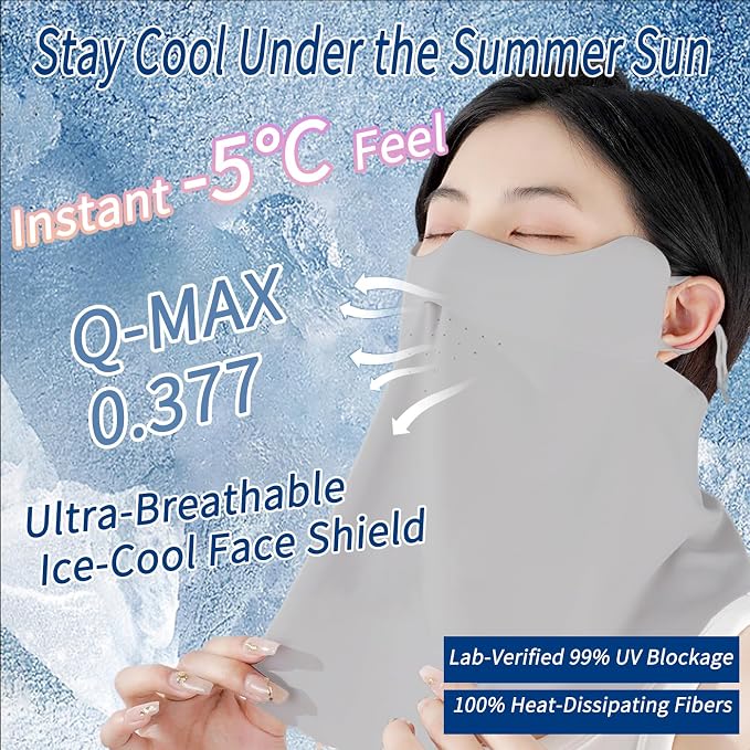 UV Sun Protection Face Mask with Neck Coverage UPF 50+ Face Shield Breathable Design for Summer Outdoor Activities