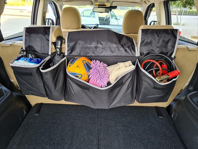 Hanging Trunk Organizer for SUV | Hanging Trunk Organizer, Waterproof, 4 Pocket Backseat Storage Solution, Easy Install, Durable and Versatile