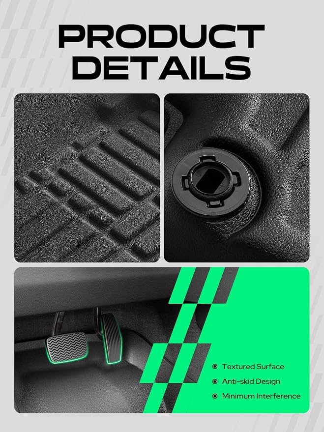 YHTAUTO Automotive All Weather Floor Mats Compatible with Honda CR-V 2012 2013 2014 2015 2016, Only for Carpet Flooring Car Mats Custom Fit TPE Floor Liners Front & Back Seat, Black, Set of 3
