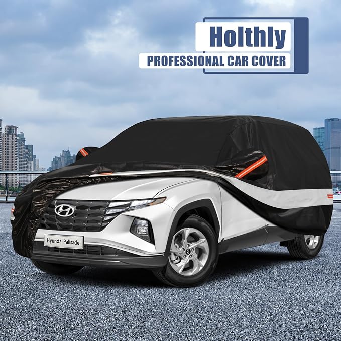 10 Layers SUV Car Cover Custom Fit for Hyundai Palisade (2019-2026) Waterproof All Weather for Automobiles, Outdoor Full Cover Sun UV Rain Protection with Cotton.Black