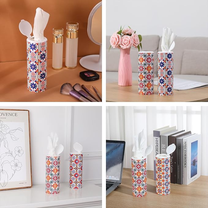 Modern Car Tissues Cylinder 4 Packs (4 Canisters/200 Tissues) - Plastic, Ct-3