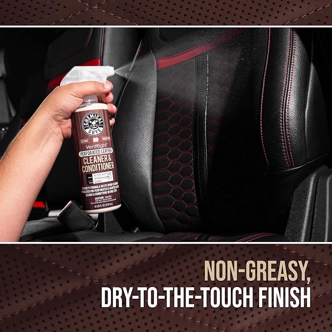 Chemical Guys VentRight Perforated Leather Cleaner and Conditioner, 16 Oz | Deep cleaning leather cleaner for ventilated seats with added protection removes dirt, oils, residue and grime