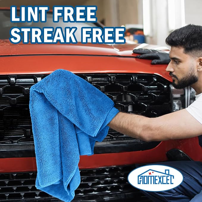 HOMEXCEL Car Drying Towels, 2 Pack Professional Microfiber Towels for Cars, Scratch-Free, Highly Absorbent Drying Towel for Cars, SUVs, RVs, Trucks, and Boats, 31 x 24 inch, Blue