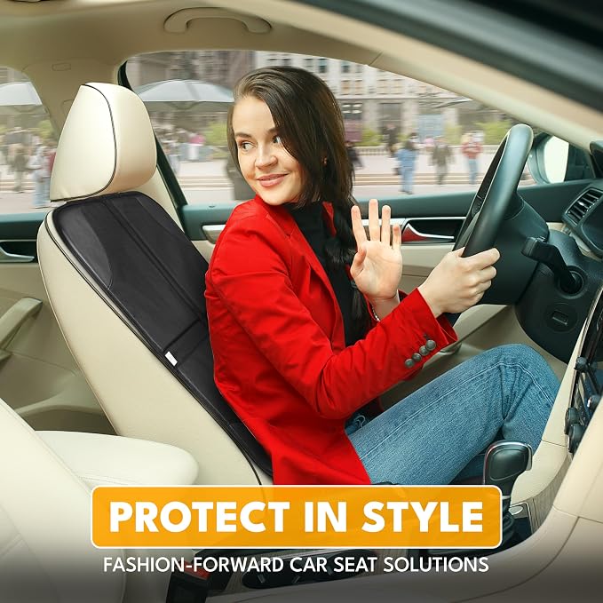 EcoNour Car Seat Protector 2 Pack, 600D Waterproof Fabric with Thick Padding, Non-Slip Backing, Seat Cover Mat for Baby Car Seat & Pets, Guards Against Spills, Stains & Scratches