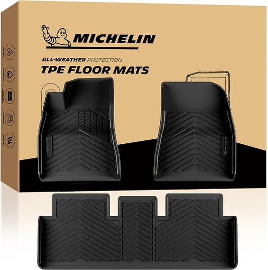 Michelin Vehicle Mats, Premier Series All-Weather TPE Custom Fit Liner for 2024-2027 Tesla Model 3 Floor Mats (3 Piece)