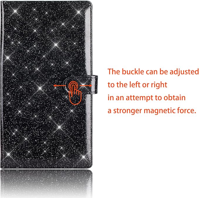 TOURSUIT Car Registration and Insurance Card Holder, Glitter Black | Vehicle License Document Organizer, Glove Box Compartment, Interior Car Accessories, For Women Men