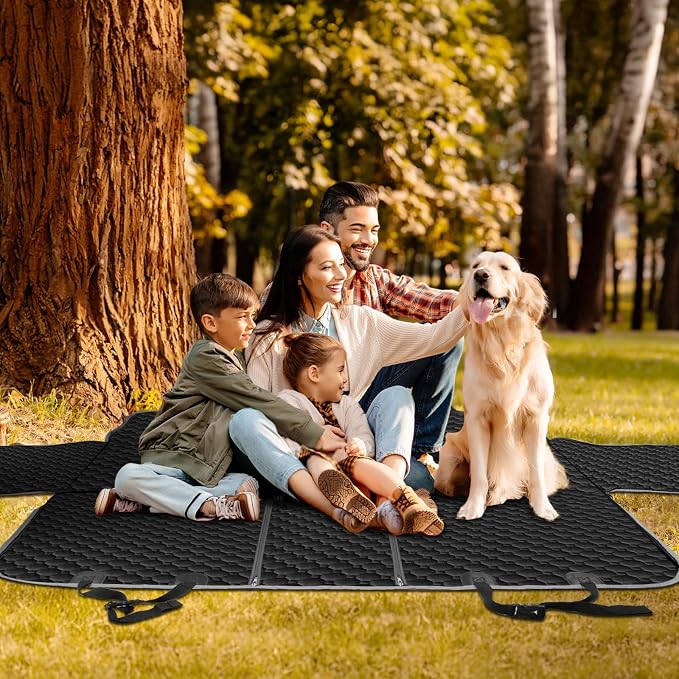 Mancro Waterproof Dog Back Seat Cover with Zipper Flap, Fit for F150/RAM | Visible Mesh Window,Split Seat Design，Great Gift，Storage Pockets，Effortless Cleaning, Designed for full-size trucks, Comfort
