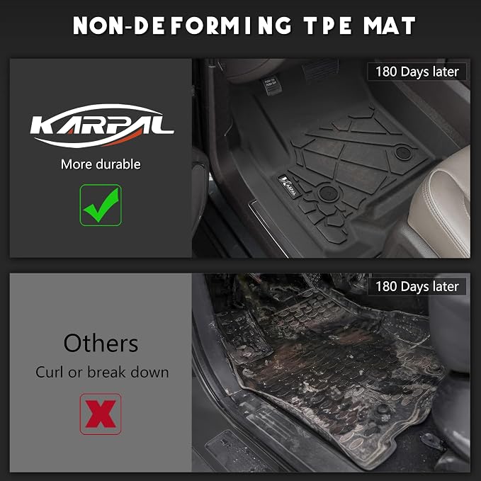 KARPAL Floor Mats for 2015-2020 Chevy Tahoe/GMC Yukon (Not for XL), with 2nd Row Bucket Seats (7seats) Cover Protector, All-Weather TPE Custom Fit Floor Liners Car Accessories