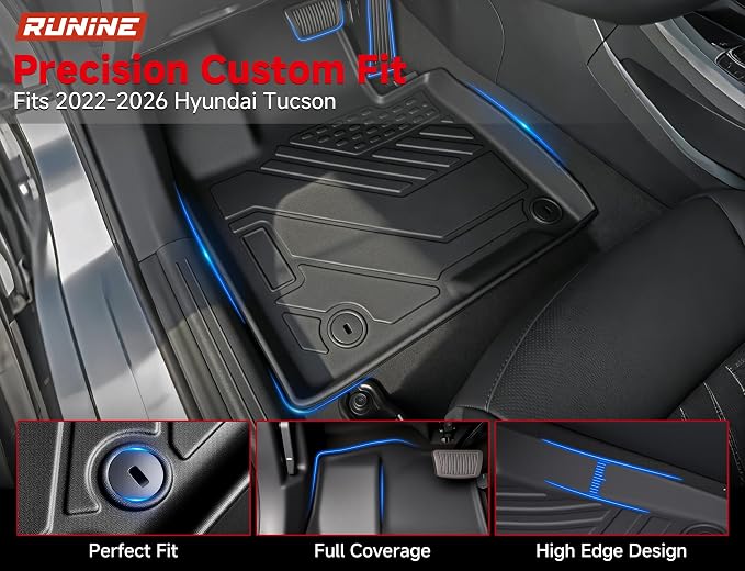 Floor Mats for Hyundai Tucson 2022-2025 2026(Excluding Hybrid & PHEV), All Weather Protection Custom Floor Mats Trunk Cargo and Car Windshield Cover Set for Car Accessories,Car Floor Liners Set