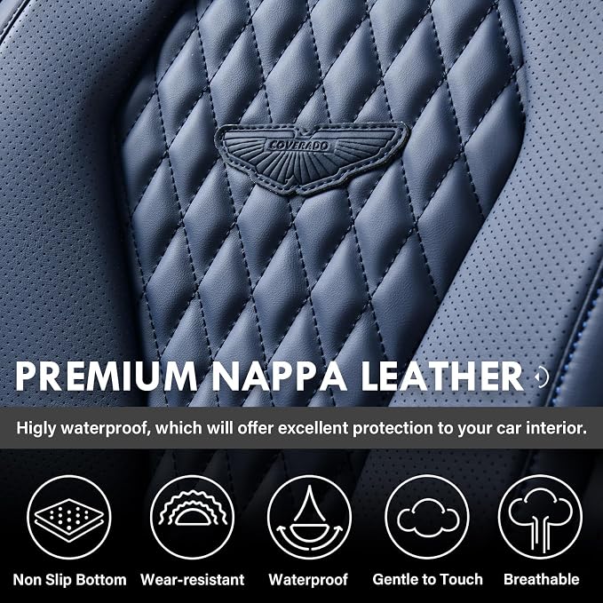 Coverado Seat Covers, Car Seat Covers Front Seats, Blue Car Seat Cover, Waterproof Car Seat Covers, Car Seat Cushion, Front Car Seat Covers Leatherette Car Seat Protector Universal Fit Most Cars