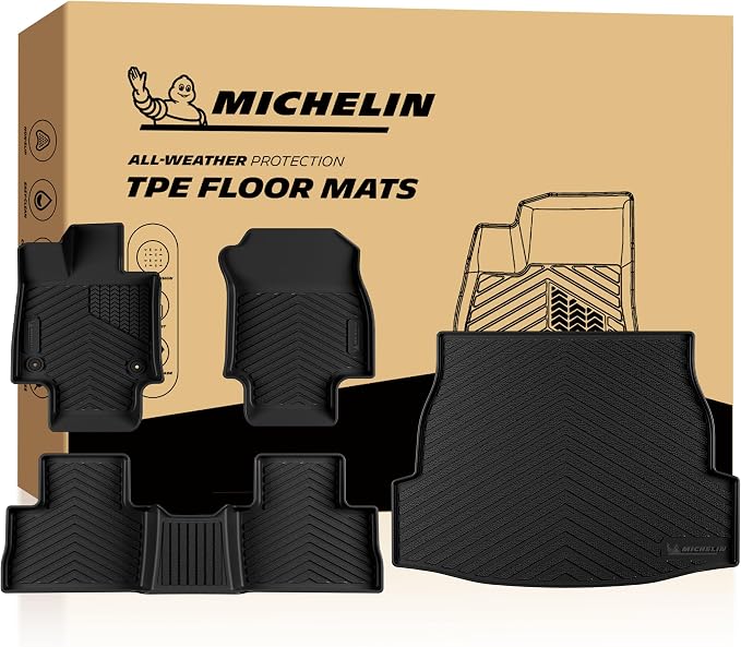Michelin Vehicle Mats, Premier Series All-Weather TPE Custom Fit Liner for 2019-2025 Toyota RAV4 Gas Floor Mats (4 Piece)