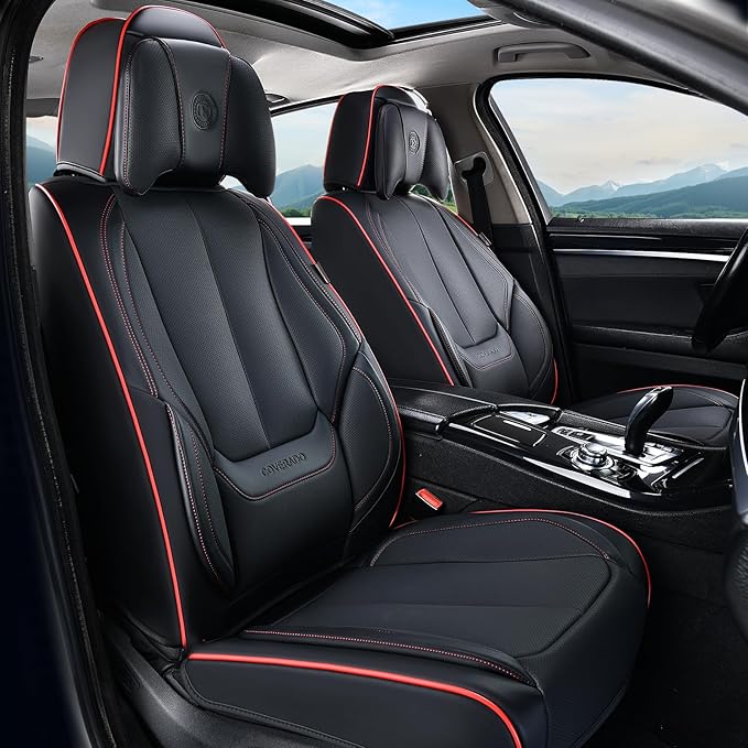 Coverado Car Seat Covers, Seat Covers for Cars, Waterproof Leather Auto Seat Protectors, Leather Car Seat Cushion, Car Interiors Accessories Universal Fit for Most Cars