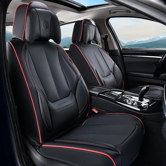 Coverado Car Seat Covers, Seat Covers for Cars, Waterproof Leather Auto Seat Protectors, Leather Car Seat Cushion, Car Interiors Accessories Universal Fit for Most Cars