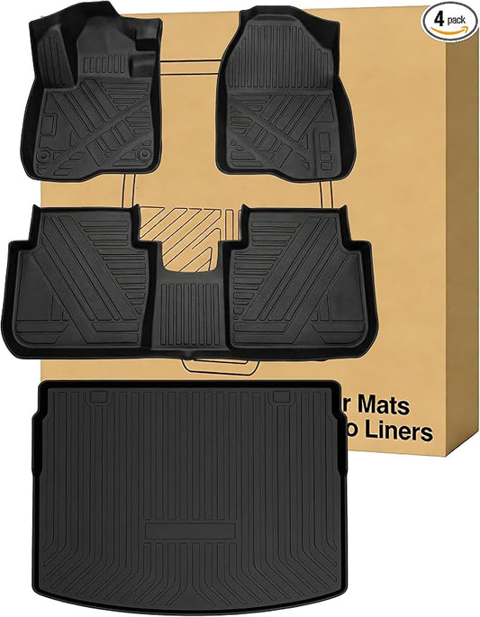 Floor Mats ＆ Cargo Liners Compatible with 2023-2026 Honda CR-V，All Weather Protector Waterproof Durable Anti-Slip Odorless Custom-fit Front Rear Rows Back Trunk Tray Full Set Carpet Liner