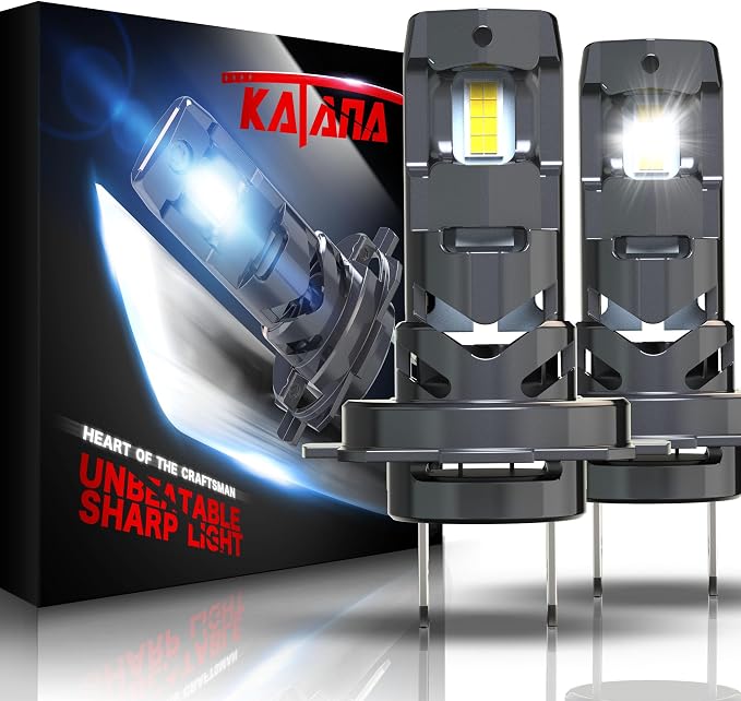Katana H7 Bulbs, No Adapter Required 1:1 Size 400% Brightness 6500K of 2 | 32 Chips Per Pair, Turbo Cooling Fan, 50,000H+ Lifespan