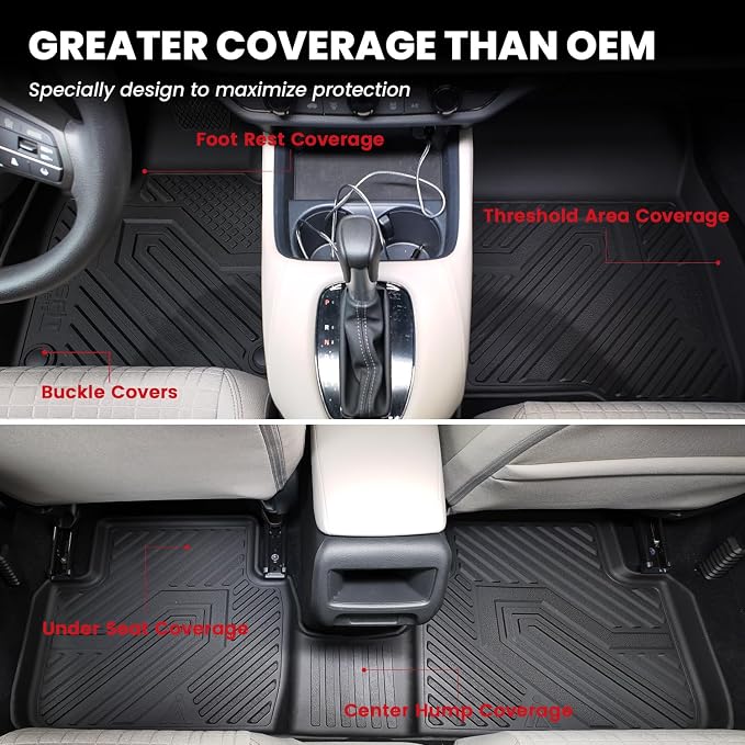 LASFIT Floor Mats for Kia Telluride 2025 2024 2023 2022 2021 2020, All Weather TPE Custom Fit Floor Liners 1st & 2nd & 3rd Row Car Mats Accessories, Black