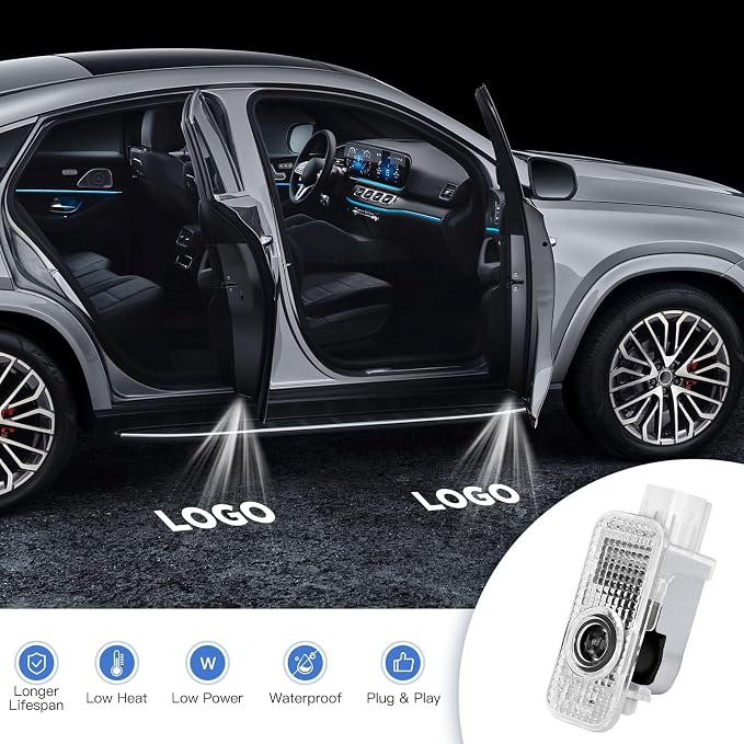 Car Door Lights Logo Projector - 4K HD Puddle Lights for A1/A3/S3/RS3/A4/S4/RS4/A5/S5/RS5/A6/S6/RS6/A7/S7/RS7/A8/S8/Q3/Q5/SQ5/Q7/SQ7/Q8/SQ8/RSQ8/TT/TTS/TTRS/R8 Series (4 Pack)