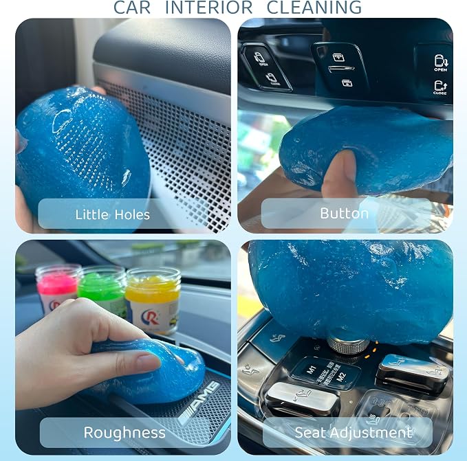 2-Pack Car Cleaning Gels Car Interior Cleaner Putty Slime Auto Detailing Tools Universal Dust Removal Cleaning Kit for Car Accessories Vents 3C Office Scented Blue
