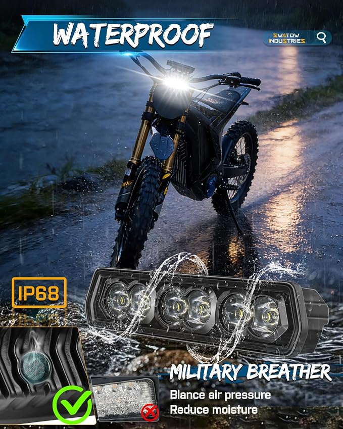 6 Inch Headlight Kits for Surron, SWATOW INDUSTRIES 6 Inch LED Light Bar CREE LED Pods Spot Work Lights for Motorcycle Talaria Trail Bike Dirt Bike E-Bike