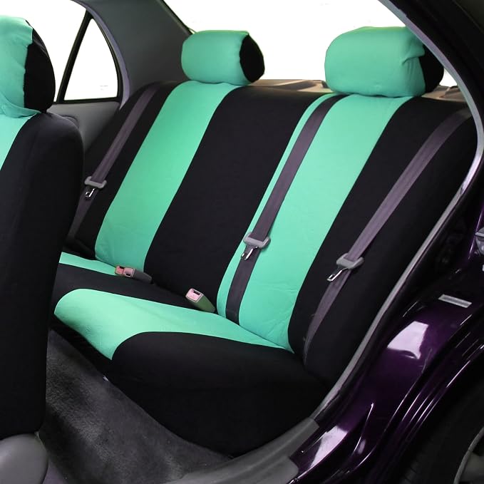 FH Group Car Seat Covers Full Set Cloth - Universal Fit Automotive Seat Covers, Low Back Front Seat Covers, Solid Back Seat Cover, Washable Car Seat Cover for SUV, Sedan and Van Mint