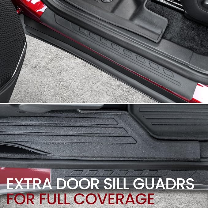 Floor Mats Set for 2024-2026 Chevy Traverse & GMC Acadia, with Sub-Trunk Mat, Only for 7 Seats Captain Chairs, All Weather TPE Cargo Liner Door Sill Guards Accessories