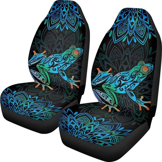 Boho Mandala Car Seat Covers for Front Seats Bohemian Tree Frog Decorative Car Seat Covers Front Set Driver Seat Cover for SUV,Vans,Sedans,Trucks