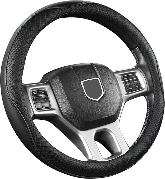 West Llama Customized Auto Car Steering Wheel Cover for Dodge RAM 1500 2500 3500, 15.5-16 inch (Black-Large Size)