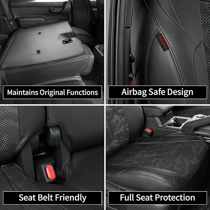 EKR Tacoma Seat Covers Custom Fit for Toyota Tacoma (Only for Hybrid) 2024 2025 2026 Double cab TRD Sport/TRD Off-Road/Limited/Trailhunter-Truck Seat Cover Full Set,Faux Leather(Black/Gray Camo A63)