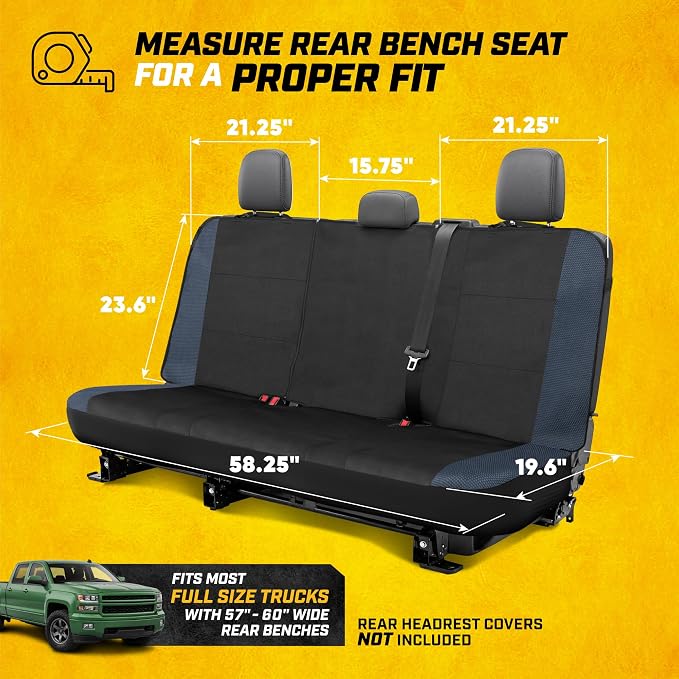 CAT MeshFlex Seat Covers Full Set for Full-Size Pickup Trucks Only - Blue | Front Bucket Seat Covers & 60/40 Split Rear Bench Protector – Interior Accessories For F-150, Silverado, Ram, Sierra & Tundra