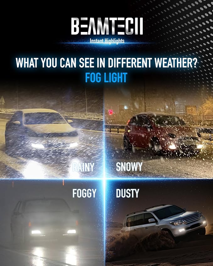 BEAMTECH Fog | 9007 Bulb, 6500K, Fanless, Silent, Stable, 1:1 Size