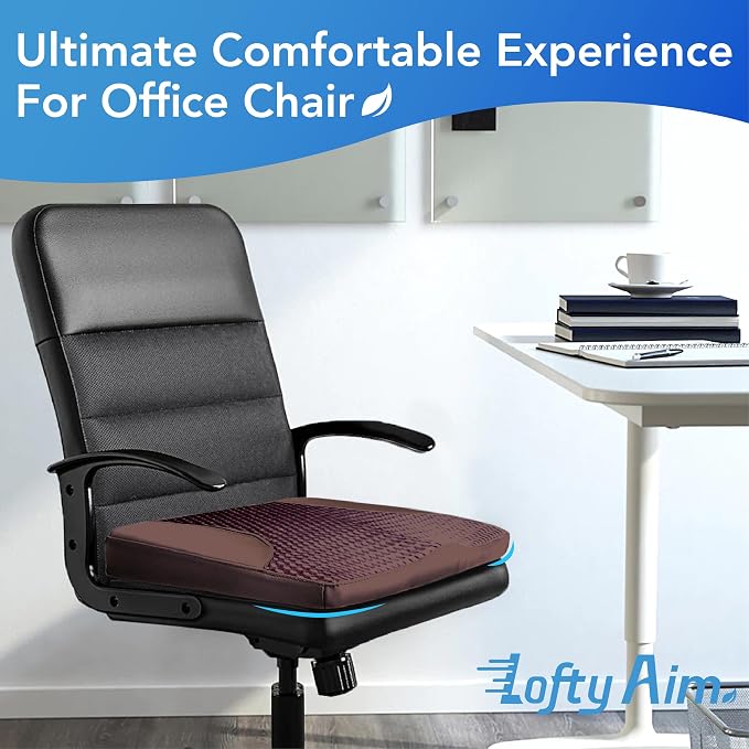 Lofty Aim Car Seat Cushion, Car Seat Pillow, Automotive Cushion | Memory Foam Car Seat Cushion for Long Driving, Butt Pillow for Pain Relief, Driver Seat Cushion for Car, Truck, Office, Brown