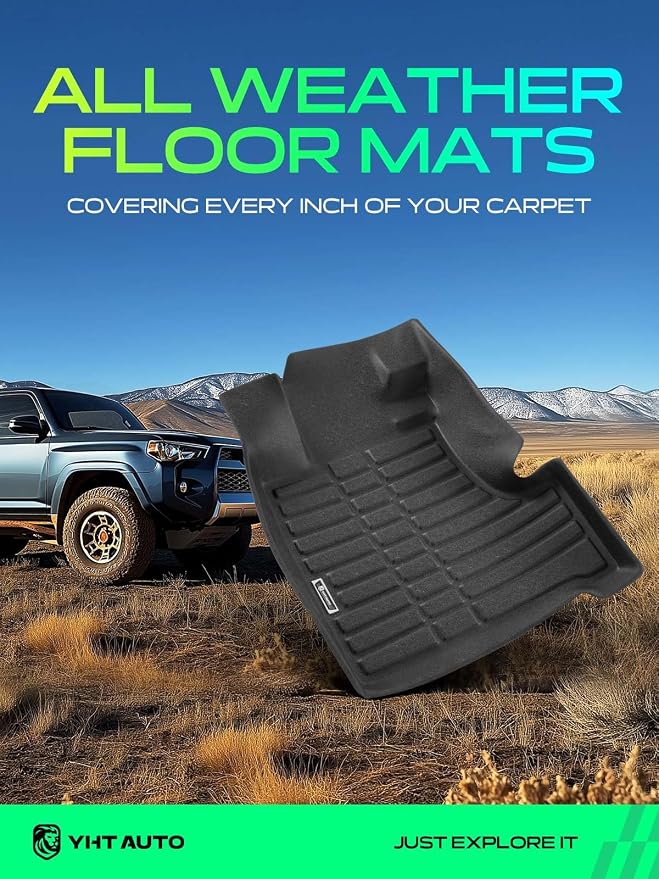 YHTAUTO Automotive All Weather Floor Mats Compatible with Honda CR-V 2007-2011, TPE Floor Liners All-Weather Protection Custom Fit, 1st & 2nd Row, Set of 3 Black