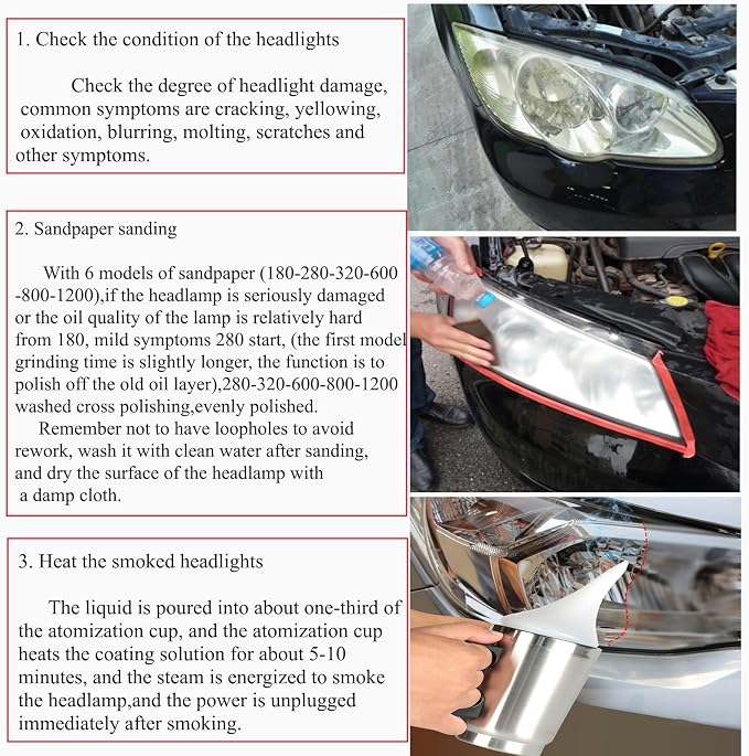 ROYWOO Headlight Repair Kit,Automobile Headlight Restoration Kits with 600ML Repair Liquid,Car Headlight Polish Repair Tool for Repair Headlight Yellowing, Haze, Scratches