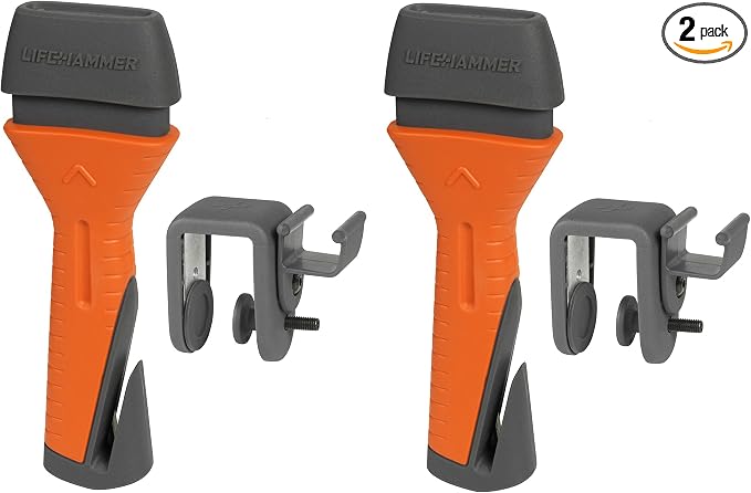 Lifehammer Safety Hammer Evolution - Automatic Emergency Escape and Rescue Hammer with Seatbelt Cutter - 2 Pack