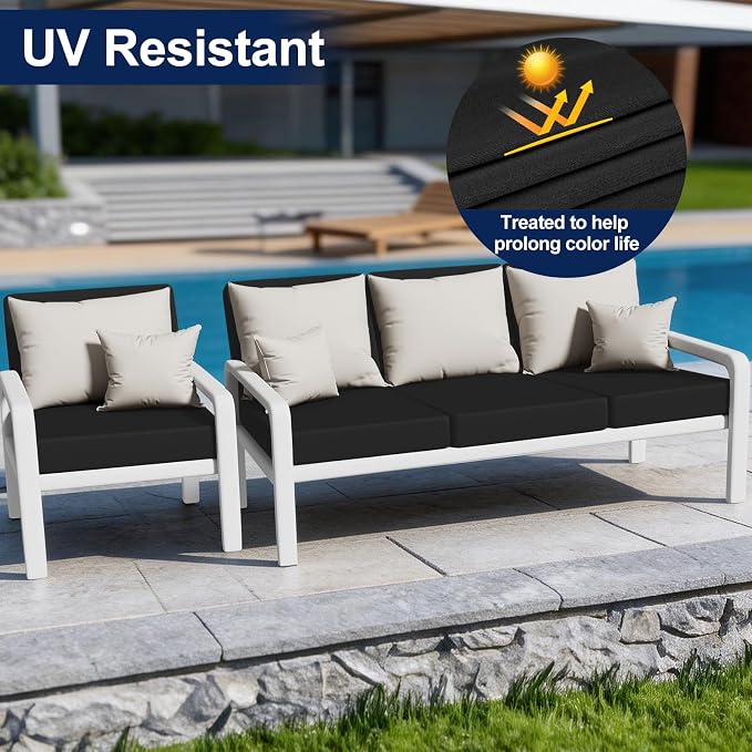 Smiry 8 Pcs Waterproof Patio Cushion Covers, Stretch Outdoor Furniture Covers