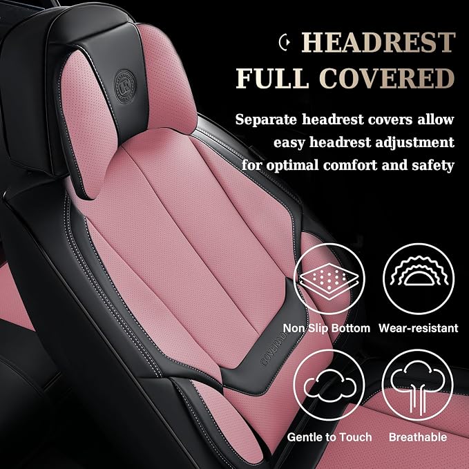 Coverado Car Seat Covers, Seat Covers for Cars, Waterproof Leather Auto Seat Protectors, Leather Car Seat Cushion, Car Interiors Accessories Universal Fit for Most Cars