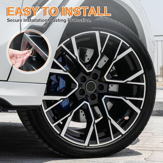 JUSTTOP 4 Pack Handmade Crystal Rhinestone Car Tire Valve Stem Caps, Car Wheel Tire Valve, Attractive Dustproof Bling Car Accessories, Universal for Cars, Trucks and Motorcycles-Orange