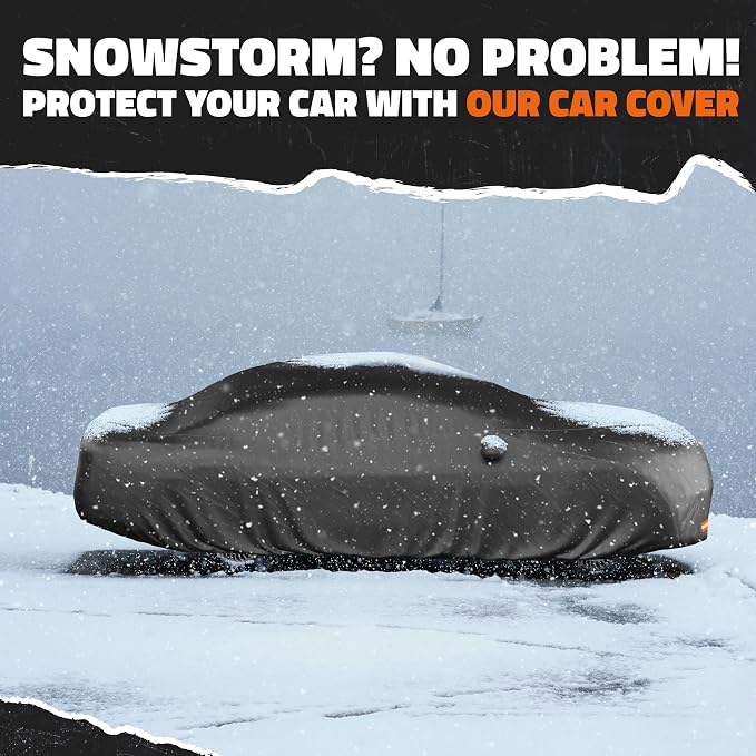 Mockins 200"x75"x47" Large Sedan Car Cover Waterproof All Weather Shield | Dual-Layer 250G PVC + HD Cotton Outdoor Weatherproof Car Covers for Automobiles | Full Exterior Covers for Rain, Snow, Frost